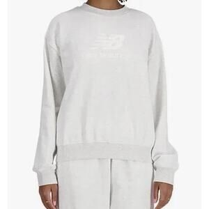 NEW BALANCE Sport Essentials French Terry Logo Crew Women Size Small Ash Heather
